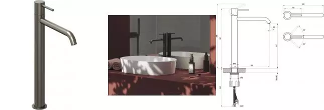 Смеситель для раковины «Ravak» Espirit ES 015.20GB графит