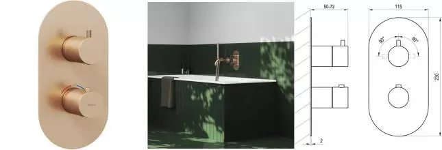 Внешняя часть смесителя «Ravak» Espirit ES 063.60RGB.O2 розовое золото