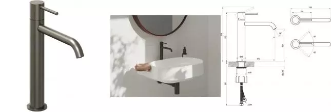 Смеситель для раковины «Ravak» Espirit ES 014.20GB графит