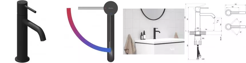 Смеситель для раковины «Ravak» Espirit ES 012.21BLM Be Cool чёрный матовый