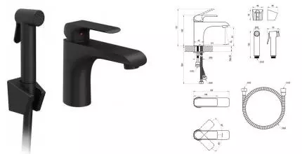 Смеситель для раковины с гигиеническим душем «Ravak» Flat FL 112.20BL чёрный Смеситель для раковины с гигиеническим душем «Ravak» Flat FL 112.20BL чёрный