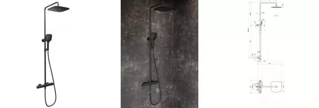 Душевая система «Ravak» Flat FL 091.20BL с термостатом чёрная Душевая система «Ravak» Flat FL 091.20BL с термостатом чёрная