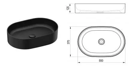 Раковина «Ravak» Ceramic Slim O 55/37 фарфоровая чёрный матовый Раковина «Ravak» Ceramic Slim O 55/37 фарфоровая чёрный матовый