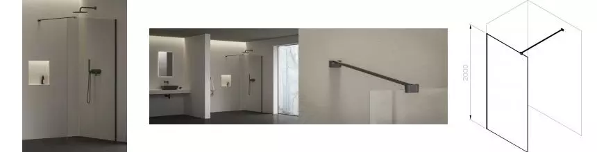 Душевая перегородка «Ravak» Walk-In Wall Air 120/200 прозрачная/чёрная универсальная Душевая перегородка «Ravak» Walk-In Wall Air 120/200 прозрачная/чёрная универсальная