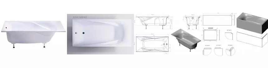 Ванна из искусственного камня «Астра-Форм» Вега Люкс Solid 170/80 с ножками без сифона белая