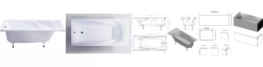 Ванна из искусственного камня «Астра-Форм» Вега Люкс Solid 180/80 с ножками без сифона белая
