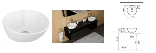 Уценка, Раковина «Vitra» Geo 38 7421B003-0016 фарфоровая белая Уценка, Раковина «Vitra» Geo 38 7421B003-0016 фарфоровая белая