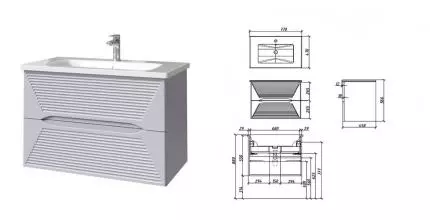 Тумба с раковиной «Caprigo» Модо Терца 80 (Euphoria 80) подвесная стилл Тумба с раковиной «Caprigo» Модо Терца 80 (Euphoria 80) подвесная стилл