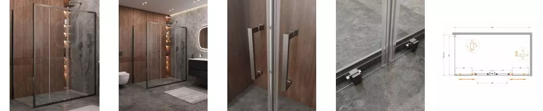 Душевой угол-ограждение «Cezares» MOLVENO-AH-2/1-170/90-C-GM-IV 170/90 прозрачный/оружейная сталь прямоугольный без поддона универсальный