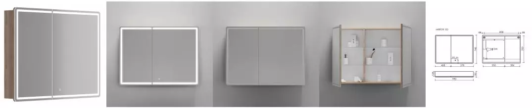 Зеркальный шкаф «Sancos» Mirror 100 с подсветкой дуб галифакс натуральный универсальный Зеркальный шкаф «Sancos» Mirror 100 с подсветкой дуб галифакс натуральный универсальный