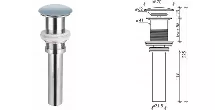 Донный клапан для раковины «Ceramica Nova» CN2000MHL с механизмом Клик-Клак серо-голубой матовый Донный клапан для раковины «Ceramica Nova» CN2000MHL с механизмом Клик-Клак серо-голубой матовый