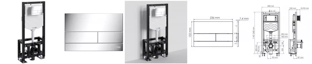 Инсталляция для унитаза с кнопкой «WasserKRAFT» Dill 61TLT.010.ME.CH04