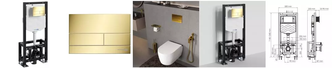 Инсталляция для унитаза с кнопкой «WasserKRAFT» Dill 61TLT.010.ME.PG04 Инсталляция для унитаза с кнопкой «WasserKRAFT» Dill 61TLT.010.ME.PG04