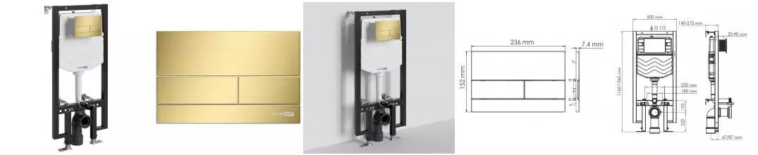 Инсталляция для унитаза с кнопкой «WasserKRAFT» Vils 56TLT.010.ME.MG04