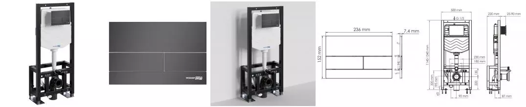 Инсталляция для унитаза с кнопкой «WasserKRAFT» Dill 61TLT.010.ME.MB04