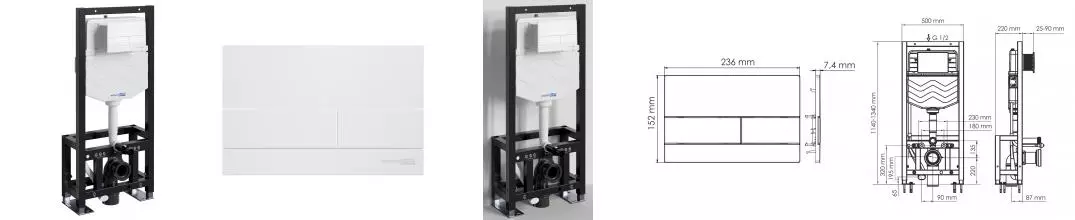 Инсталляция для унитаза с кнопкой «WasserKRAFT» Dill 61TLT.010.ME.WM04