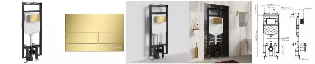 Инсталляция для унитаза с кнопкой «WasserKRAFT» Dinkel 58TLT.010.ME.MG04 Инсталляция для унитаза с кнопкой «WasserKRAFT» Dinkel 58TLT.010.ME.MG04