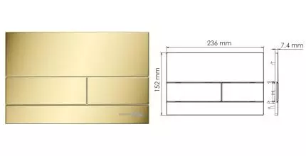 Кнопка смыва «WasserKRAFT» PG04 пластик золото глянцевое