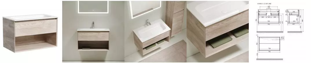 Тумба с раковиной «Sancos» Marmi 1.0 80 (Element 81/46) подвесная дуб галифакс натуральный Тумба с раковиной «Sancos» Marmi 1.0 80 (Element 81/46) подвесная дуб галифакс натуральный