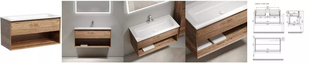 Тумба с раковиной «Sancos» Marmi 1.0 100 (Element 101/46) подвесная дуб чарльстон