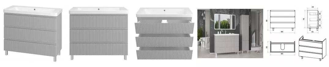 Тумба с раковиной «Brevita» Victory 105 (Luxury 105) серая матовая