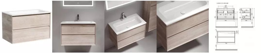 Тумба с раковиной «Sancos» Marmi 2.0 80 (Element 81/46) подвесная дуб галифакс натуральный Тумба с раковиной «Sancos» Marmi 2.0 80 (Element 81/46) подвесная дуб галифакс натуральный