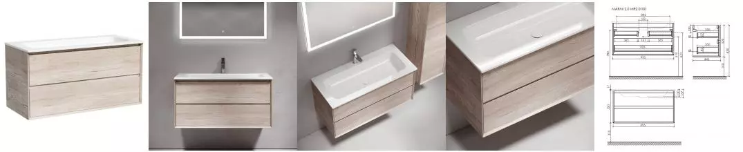 Тумба с раковиной «Sancos» Marmi 2.0 100 (Element 101/46) подвесная дуб галифакс натуральный