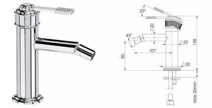 Смеситель для биде «Remer» Atelier AL22 хром