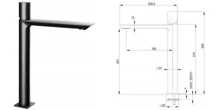 Смеситель для раковины «Remer» Edge EG512LXLCFP брашированный чёрный хром Смеситель для раковины «Remer» Edge EG512LXLCFP брашированный чёрный хром