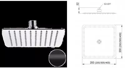 Верхний душ «Daniel» A577CM3015 чёрный матовый