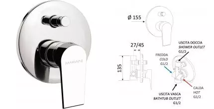Смеситель для душа «Mariani» Artic В00173AT хром Смеситель для душа «Mariani» Artic В00173AT хром