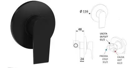 Смеситель для душа «Mariani» Artic В14179AT чёрный матовый Смеситель для душа «Mariani» Artic В14179AT чёрный матовый