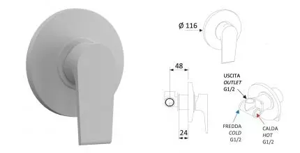 Смеситель для душа «Mariani» Artic В37179AT белый матовый Смеситель для душа «Mariani» Artic В37179AT белый матовый