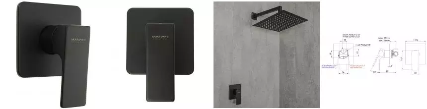 Смеситель для душа «Mariani» Rebel B14179RE чёрный матовый Смеситель для душа «Mariani» Rebel B14179RE чёрный матовый