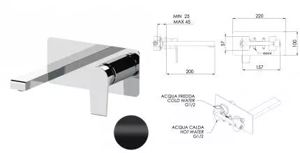 Смеситель для раковины «Mariani» Artic В14565AT чёрный матовый