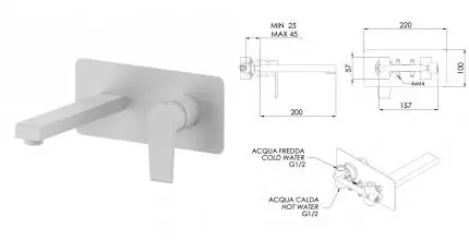 Смеситель для раковины «Mariani» Artic В37565AT белый матовый