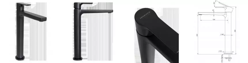 Смеситель для раковины «Mariani» Kali A14398KL12 чёрный матовый