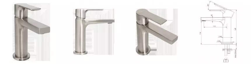 Смеситель для раковины «Mariani» Kali A16380KL12 нержавеющая сталь