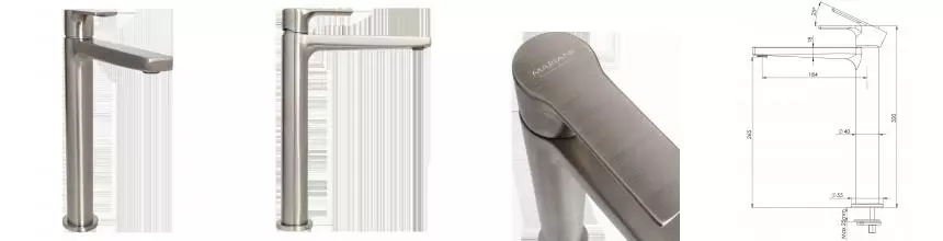 Смеситель для раковины «Mariani» Kali A16398KL12 нержавеющая сталь