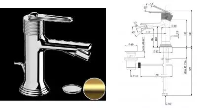 Смеситель для биде «Daniel» Brooklyn BY604DP с донным клапаном брашированное золото Смеситель для биде «Daniel» Brooklyn BY604DP с донным клапаном брашированное золото