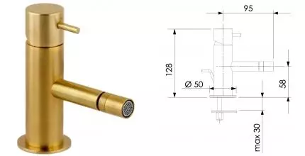 Смеситель для биде «Daniel» Tokyo TK604DP с донным клапаном брашированное золото Смеситель для биде «Daniel» Tokyo TK604DP с донным клапаном брашированное золото