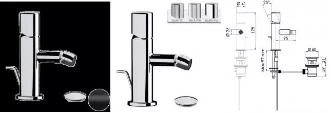 Смеситель для биде «Daniel» Trilogy TG60415 с донным клапаном чёрный матовый Смеситель для биде «Daniel» Trilogy TG60415 с донным клапаном чёрный матовый