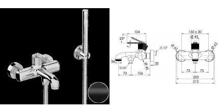 Смеситель для ванны «Daniel» Brooklyn BY61015 чёрный матовый Смеситель для ванны «Daniel» Brooklyn BY61015 чёрный матовый