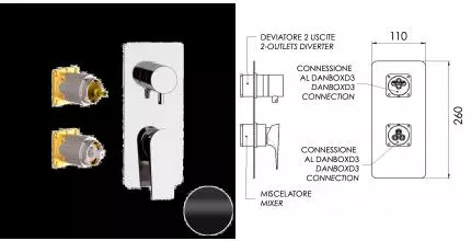 Внешняя часть смесителя «Daniel» Diva DV612D3KB15 чёрная матовая