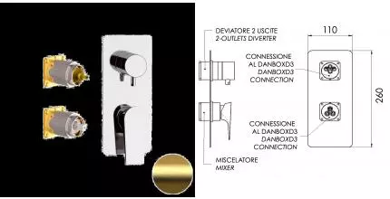 Внешняя часть смесителя «Daniel» Diva DV612D3KBDP брашированное золото