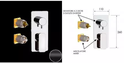 Внешняя часть смесителя «Daniel» Tiara TA612D2KB15 чёрная матовая