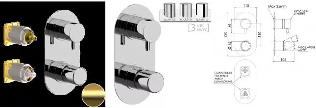 Внешняя часть смесителя «Daniel» Trilogy TG612D3KBDP брашированное золото