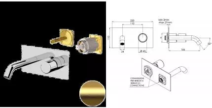Внешняя часть смесителя «Daniel» Trilogy TG632KBDP брашированное золото