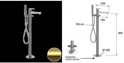 Напольный смеситель для ванны «Daniel» Diva DV678DP брашированное золото Напольный смеситель для ванны «Daniel» Diva DV678DP брашированное золото