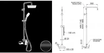 Душевая система «Daniel» Tiara TA636ASSDDV15 чёрная матовая Душевая система «Daniel» Tiara TA636ASSDDV15 чёрная матовая